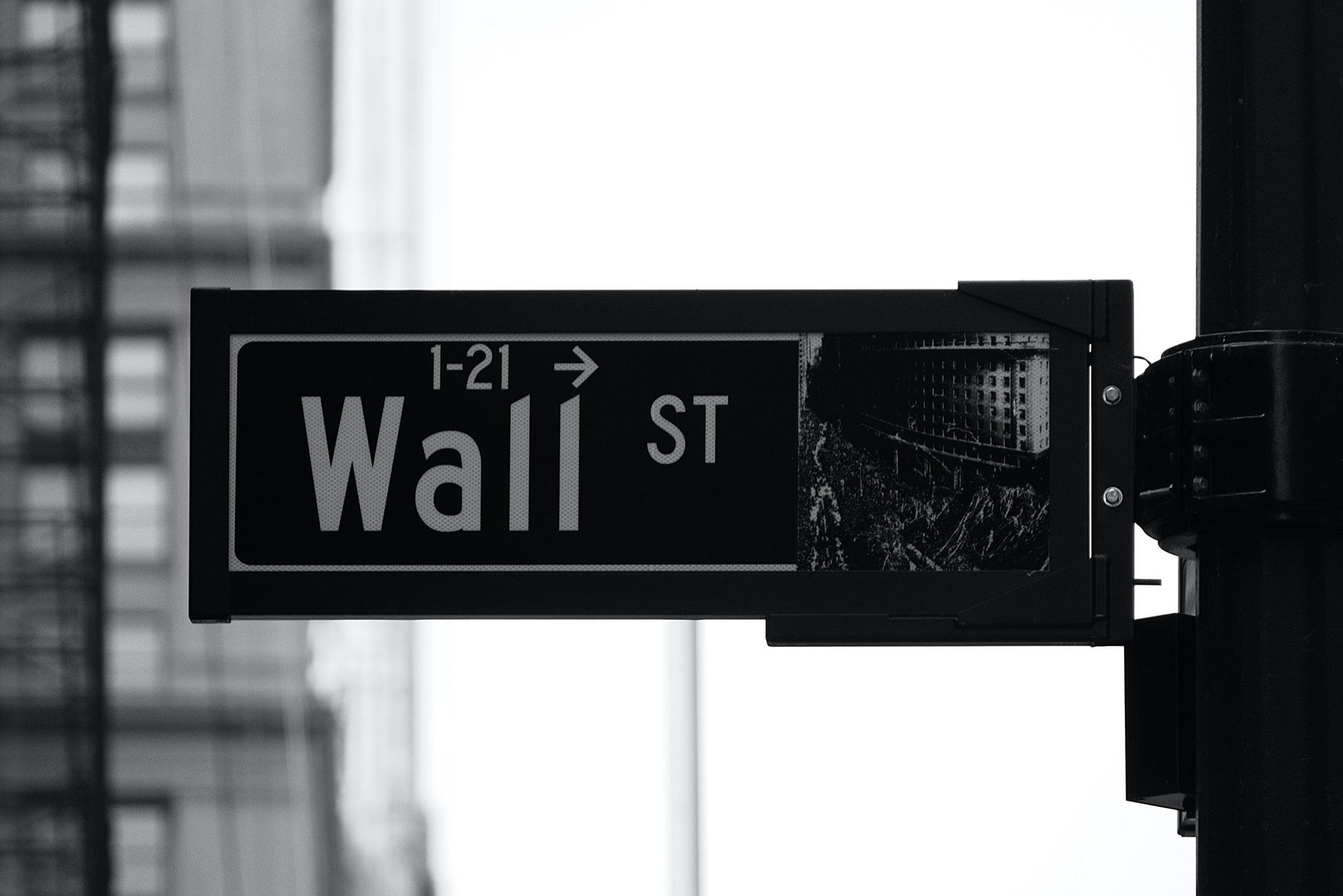 photo of a Wall Street street sign