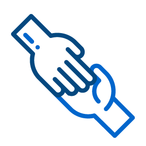 Career Center icon of a hand reaching out to another hand to signify help
